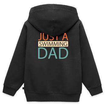 Nageur nageur juste un papa nageur - Sweat Premium à capuche zippé enfant bio - noir - Dos - AI Model Kid Male (0cm)