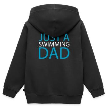 Nageur nageur juste un papa nageur - Sweat Premium à capuche zippé enfant bio - noir - Dos - AI Model Kid Male (0cm)
