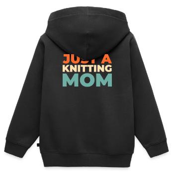 Frappée juste une maman tricoteuse - Sweat Premium à capuche zippé enfant bio - noir - Dos - AI Model Kid Male (0cm)