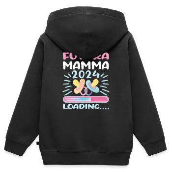 Super Mamma 2024 Loading - Kinder Premium Organic Zip Hoodie - Schwarz - Hinten - AI Model Kid Male (0cm)