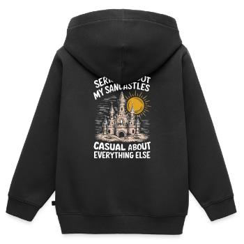 Kreative Sandburgen Kunst am Strand | Skulpturen - Kinder Premium Organic Zip Hoodie - Schwarz - Hinten - AI Model Kid Male (0cm)