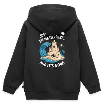 Kreative Sandburgen Kunst am Strand | Skulpturen - Kinder Premium Organic Zip Hoodie - Schwarz - Hinten - AI Model Kid Male (0cm)