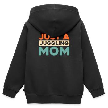 Jongleur Jongleur Juste Une Maman Jongleuse - Sweat Premium à capuche zippé enfant bio - noir - Dos - AI Model Kid Male (0cm)