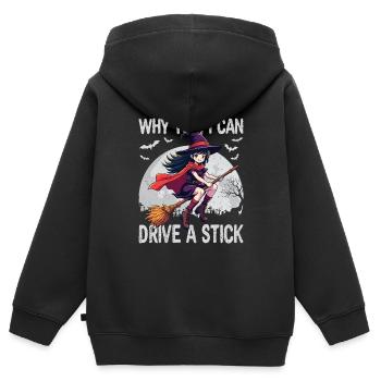 Costume de sorcière d’Halloween Balai de sorcière - Sweat Premium à capuche zippé enfant bio - noir - Dos - AI Model Kid Male (0cm)