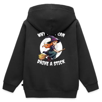 Costume de sorcière d’Halloween Balai de sorcière - Sweat Premium à capuche zippé enfant bio - noir - Dos - AI Model Kid Male (0cm)