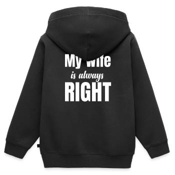 My wife is always right. Funny couple, - Kids Premium Organic Zip-up Hoodie - black - Back - AI Model Kid Male (0cm)