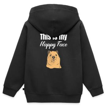 C’est mon visage heureux Quokka Lover Australien - Sweat Premium à capuche zippé enfant bio - noir - Dos - AI Model Kid Male (0cm)
