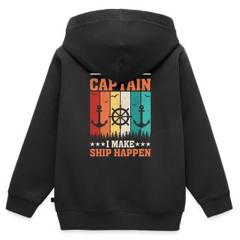 Bateau Yacht Bateau Vintage Capitaine - Sweat Premium à capuche zippé enfant bio - noir - Dos - AI Model Kid Male (0cm)