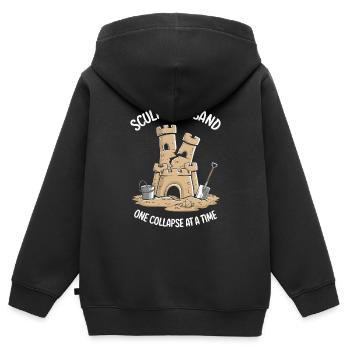 Kreative Sandburgen Kunst am Strand | Skulpturen - Kinder Premium Organic Zip Hoodie - Schwarz - Hinten - AI Model Kid Male (0cm)