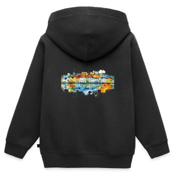 Bingen am Rhein - Kinder Premium Organic Zip Hoodie - Schwarz - Hinten - AI Model Kid Male (0cm)