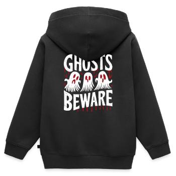 Appât fantôme Halloween Parapsychologie Paranormal - Sweat Premium à capuche zippé enfant bio - noir - Dos - AI Model Kid Male (0cm)