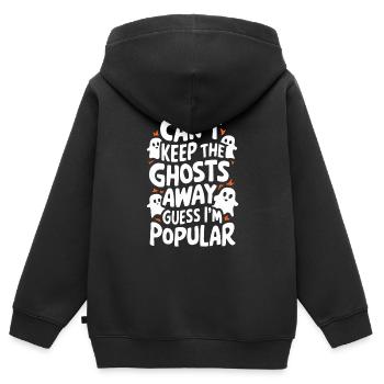 Appât fantôme Halloween Parapsychologie Paranormal - Sweat Premium à capuche zippé enfant bio - noir - Dos - AI Model Kid Male (0cm)
