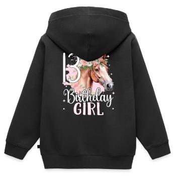 Geburtstag 13 Mädchen Pferd Reiten Stall Dreizehn - Kinder Premium Organic Zip Hoodie - Schwarz - Hinten - AI Model Kid Male (0cm)