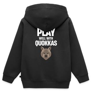 Jouez bien avec Lover Australian de Qoukka - Sweat Premium à capuche zippé enfant bio - noir - Dos - AI Model Kid Male (0cm)