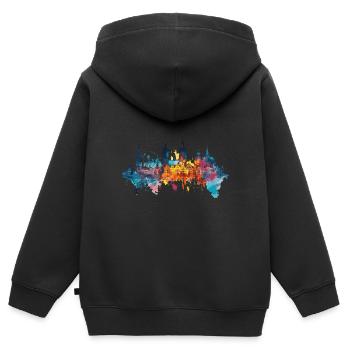Château - Sweat Premium à capuche zippé enfant bio - noir - Dos - AI Model Kid Male (0cm)