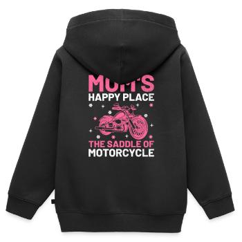L’endroit heureux de maman La selle de la moto - Sweat Premium à capuche zippé enfant bio - noir - Dos - AI Model Kid Male (0cm)