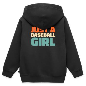 Baseball Juste une fille de baseball - Sweat Premium à capuche zippé enfant bio - noir - Dos - AI Model Kid Male (0cm)