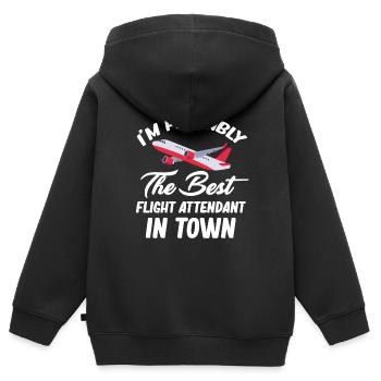 Je suis probablement la meilleure hôtesse de l’air - Sweat Premium à capuche zippé enfant bio - noir - Dos - AI Model Kid Male (0cm)
