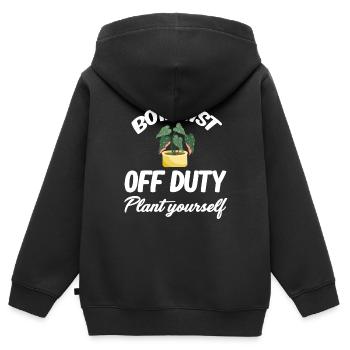 Botaniste en congé, plantez-le vous-même - Sweat Premium à capuche zippé enfant bio - noir - Dos - AI Model Kid Male (0cm)