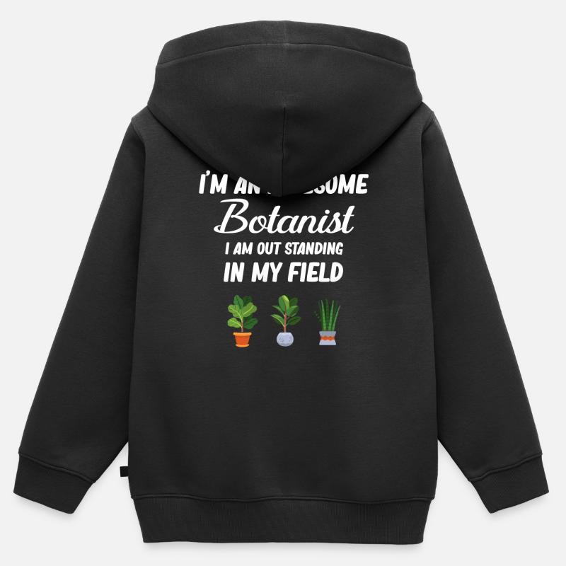 Je suis un grand botaniste. Je suis debout - Sweat Premium à capuche zippé enfant bio - noir