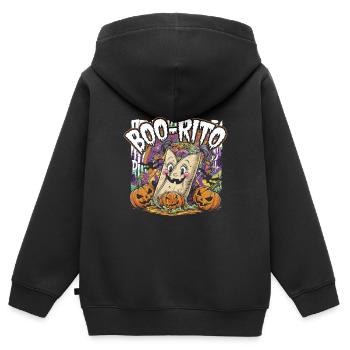 Boo-Rito Burrito d’Halloween Citrouille fantôme mignonne - Sweat Premium à capuche zippé enfant bio - noir - Dos - AI Model Kid Male (0cm)