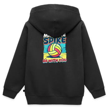 Volleyball drôle Que le Spike soit avec vous - Sweat Premium à capuche zippé enfant bio - noir - Dos - AI Model Kid Male (0cm)