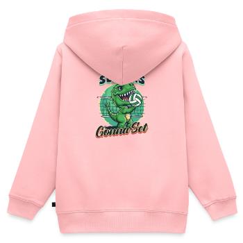 Lustige Volleyball-Setter gehen zum Set - Kinder Premium Organic Zip Hoodie - Rosa - Hinten - AI Model Kid Female (0cm)