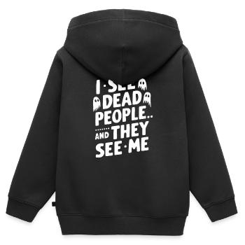 Appât fantôme Halloween Parapsychologie Paranormal - Sweat Premium à capuche zippé enfant bio - noir - Dos - AI Model Kid Male (0cm)