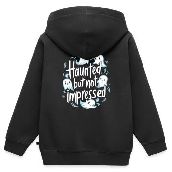 Appât fantôme Halloween Parapsychologie Paranormal - Sweat Premium à capuche zippé enfant bio - noir - Dos - AI Model Kid Male (0cm)