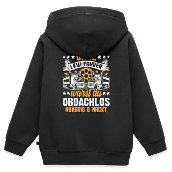 LKW Fahrer Trucker Spruch - Kinder Premium Organic Zip Hoodie - Schwarz - Hinten - AI Model Kid Male (0cm)