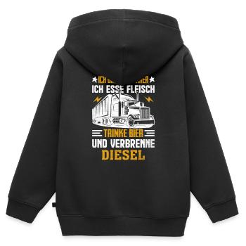 LKW Fahrer - Kinder Premium Organic Zip Hoodie - Schwarz - Hinten - AI Model Kid Male (0cm)
