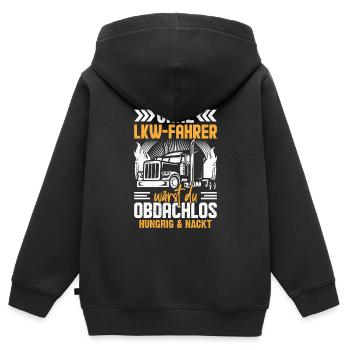 Chauffeur de camion Chauffeur de camion Sans-abri - Sweat Premium à capuche zippé enfant bio - noir - Dos - AI Model Kid Male (0cm)