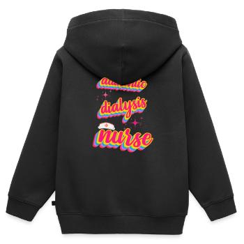 Authentische Dialyseschwester im Retro-Stil - Kinder Premium Organic Zip Hoodie - Schwarz - Hinten - AI Model Kid Male (0cm)