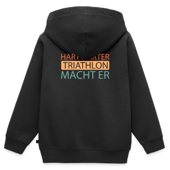 Triathlon Triathlète - Sweat Premium à capuche zippé enfant bio - noir - Dos - AI Model Kid Male (0cm)