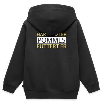 Français frites frites - Sweat Premium à capuche zippé enfant bio - noir - Dos - AI Model Kid Male (0cm)