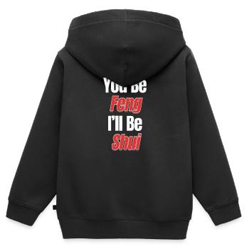 Tu es Feng, je vais faire du Shui Asiatique - Sweat Premium à capuche zippé enfant bio - noir - Dos - AI Model Kid Male (0cm)