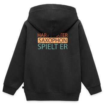 Saxophon Saxofon - Kinder Premium Organic Zip Hoodie - Schwarz - Hinten - AI Model Kid Male (0cm)