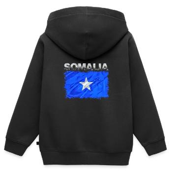 Somalia - Kinder Premium Organic Zip Hoodie - Schwarz - Hinten - AI Model Kid Male (0cm)