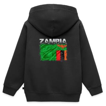 Sambia - Kinder Premium Organic Zip Hoodie - Schwarz - Hinten - AI Model Kid Male (0cm)