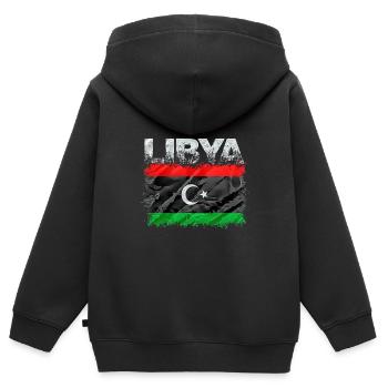 Libyen - Kinder Premium Organic Zip Hoodie - Schwarz - Hinten - AI Model Kid Male (0cm)