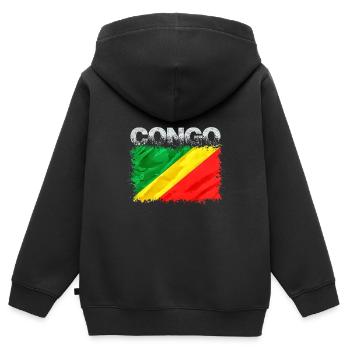 Congo - Sweat Premium à capuche zippé enfant bio - noir - Dos - AI Model Kid Male (0cm)