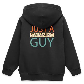 Nageur juste un nageur - Sweat Premium à capuche zippé enfant bio - noir - Dos - AI Model Kid Male (0cm)