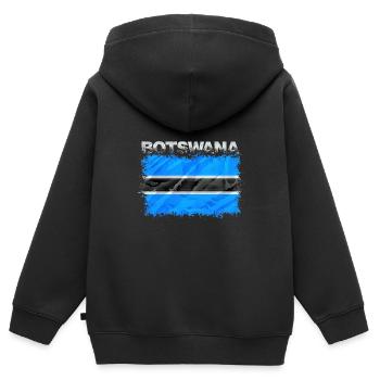 Botswana - Kinder Premium Organic Zip Hoodie - Schwarz - Hinten - AI Model Kid Male (0cm)