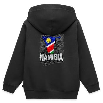 Namibia - Kinder Premium Organic Zip Hoodie - Schwarz - Hinten - AI Model Kid Male (0cm)