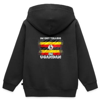 Uganda - Kids Premium Organic Zip-up Hoodie - black - Back - AI Model Kid Male (0cm)