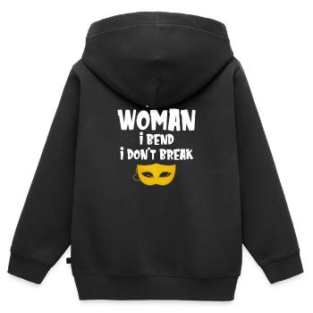 Ich Bin Eine Frau, Ich Beuge Mich, Ich Breche - Kinder Premium Organic Zip Hoodie - Schwarz - Hinten - AI Model Kid Male (0cm)