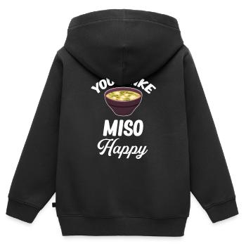 Vous rendez Miso heureux Miso Puns Asiatique Chinois - Sweat Premium à capuche zippé enfant bio - noir - Dos - AI Model Kid Male (0cm)