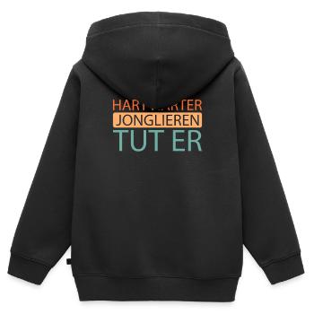 Jongleur - Sweat Premium à capuche zippé enfant bio - noir - Dos - AI Model Kid Male (0cm)