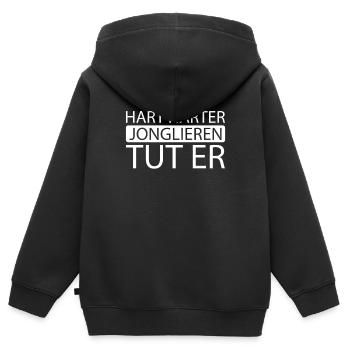 Jongleur - Sweat Premium à capuche zippé enfant bio - noir - Dos - AI Model Kid Male (0cm)