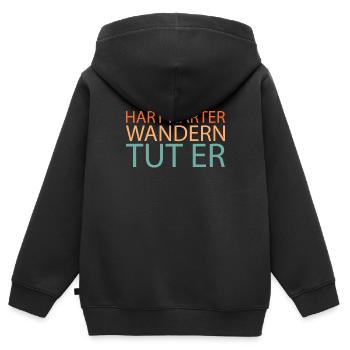 Wandern Wanderer - Kinder Premium Organic Zip Hoodie - Schwarz - Hinten - AI Model Kid Male (0cm)